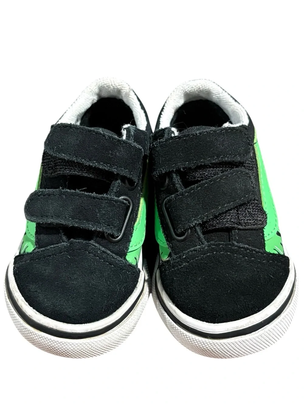 Vans Infant Toddler Skateboard Old Skool V Glow Slime Slip On Shoes Size 4